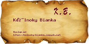 Kálnoky Bianka névjegykártya
